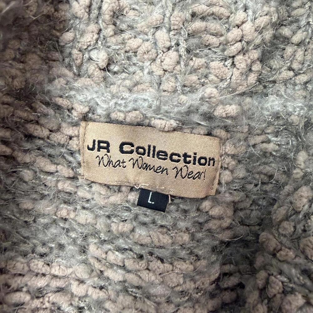 Cozy artsy chunky knit patchwork cardigan with mixed texture - Picture 5 of 6